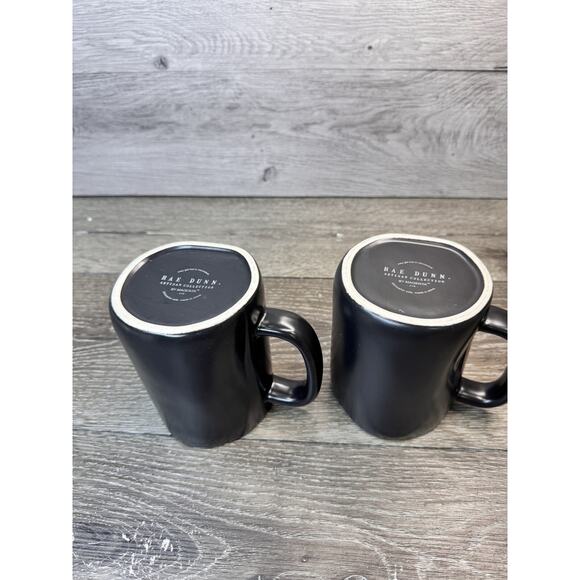 Rae Dunn Set of 2 Coffee and Tea Black Mug Set - Picture 9 of 9